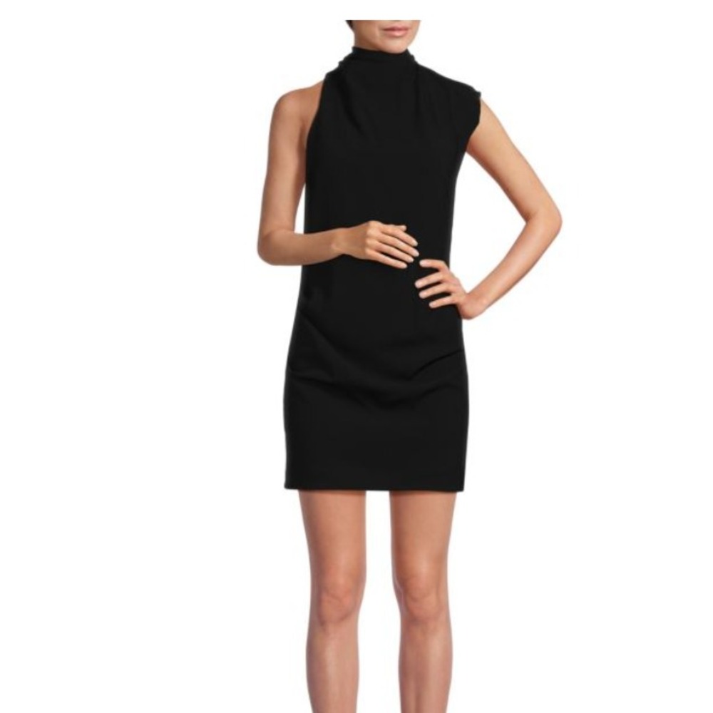 IRO PARIS Victa Dress Black Asymmetrical One Shoulder Mini Cowl Neck 40/8 NWT‎